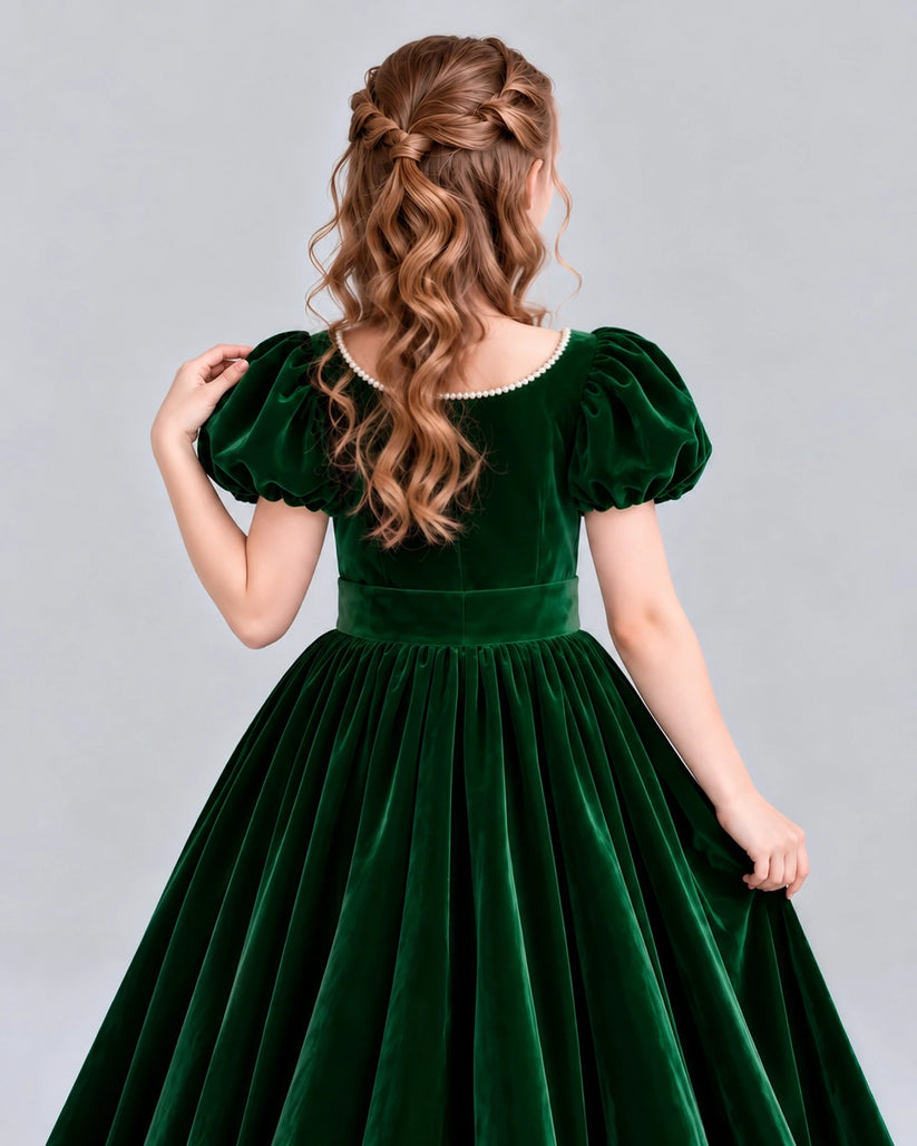 Dark Green Ball Gown Girls Formal Dress Back_Detail [Shared]