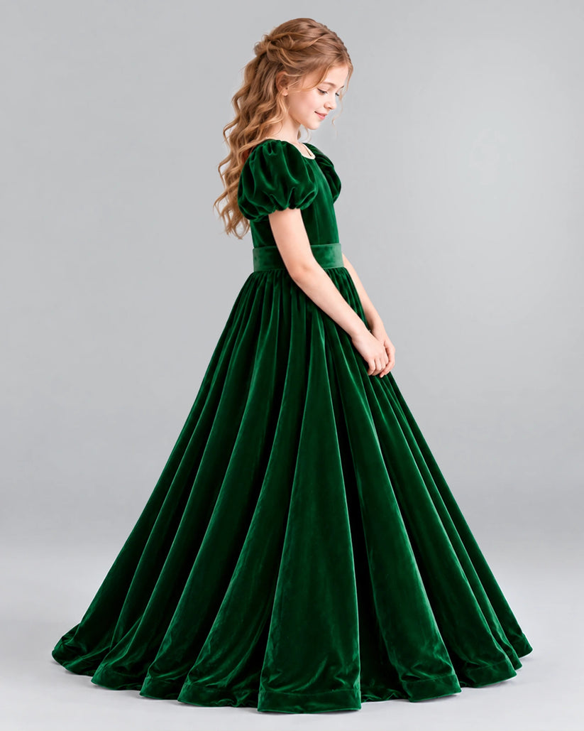 Dark Green Ball Gown Girls Formal Dress Side [Shared]