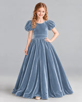 Dusty Blue Ball Gown Girls Formal Dress Front
