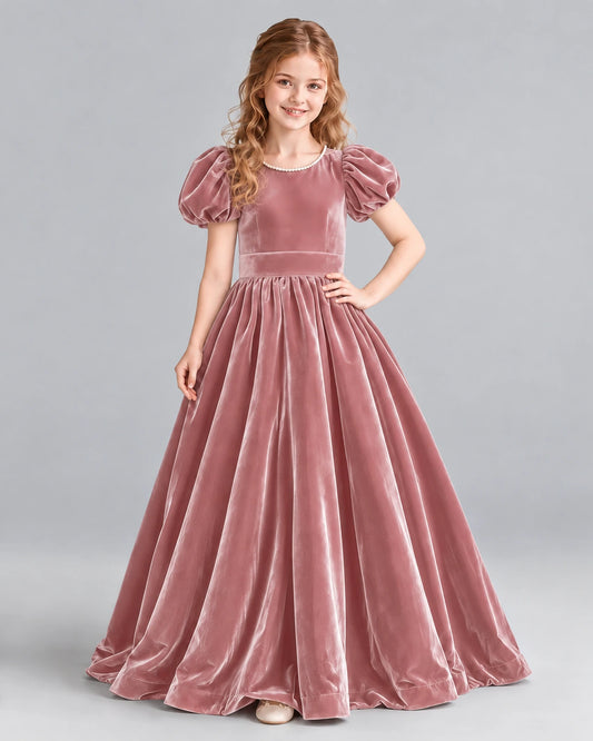 Dusty Rose Ball Gown Girls Formal Dress Front