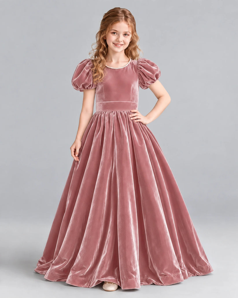 Dusty Rose Ball Gown Girls Formal Dress Front