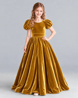 Gold Ball Gown Girls Formal Dress Front