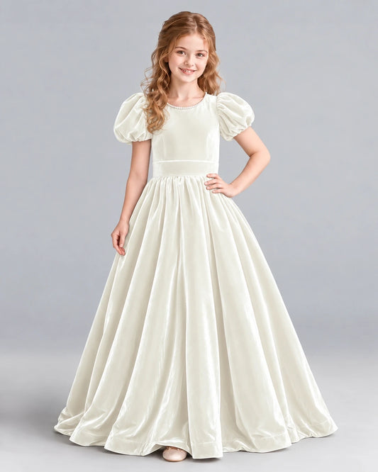 Ivory Ball Gown Girls Formal Dress Front