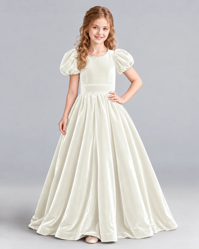 Ivory Ball Gown Girls Formal Dress Front