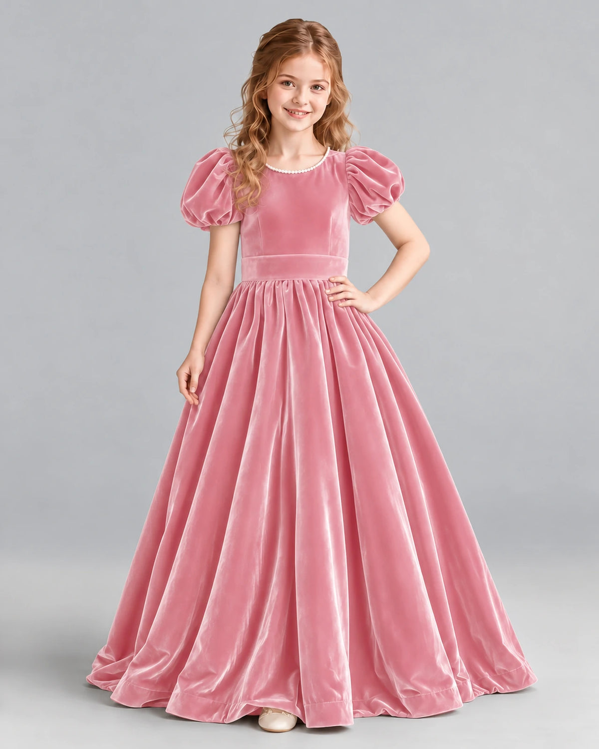 Pink Ball Gown Girls Formal Dress Front
