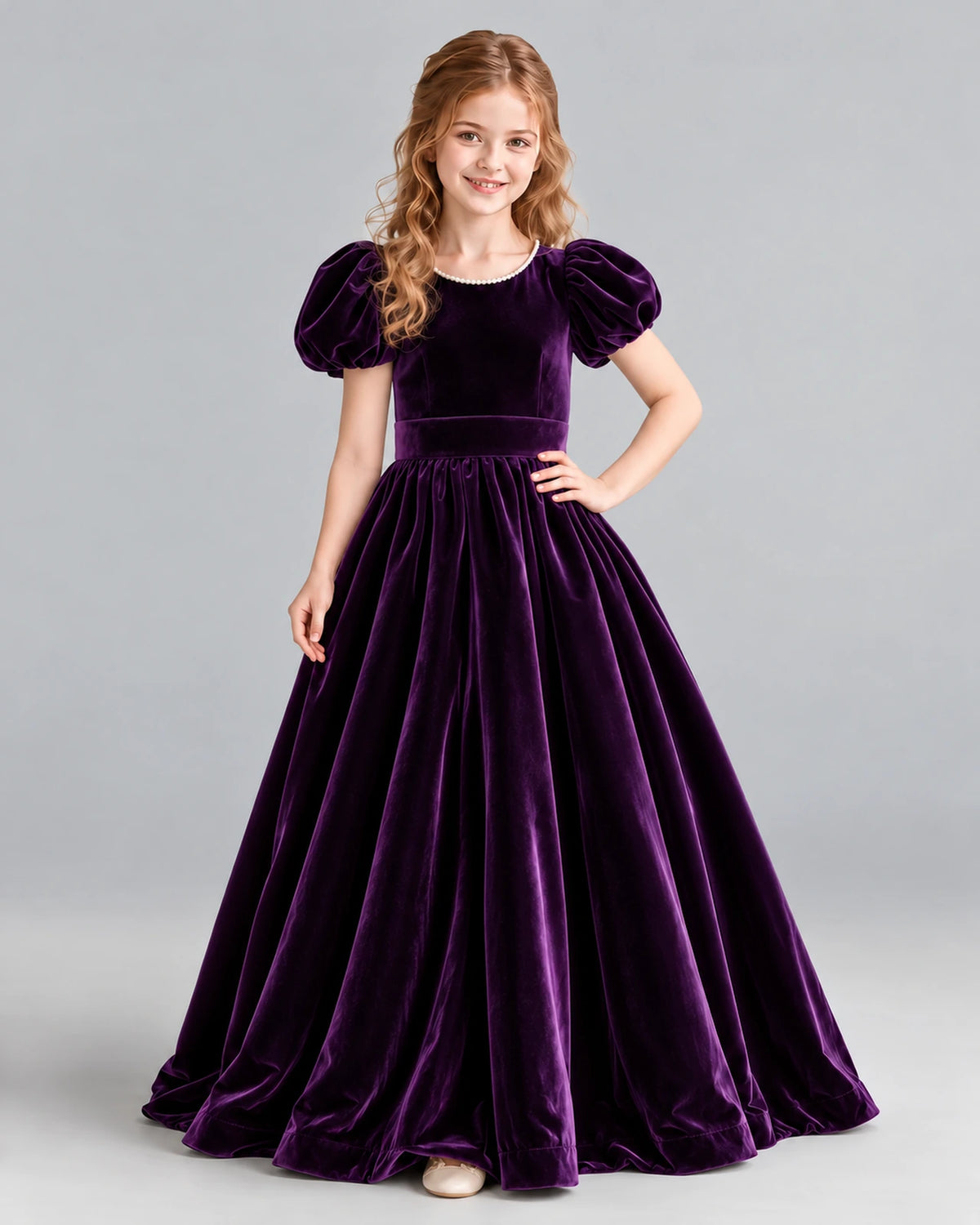 Purple Ball Gown Girls Formal Dress Front