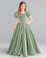 Sage Green Ball Gown Girls Formal Dress Front