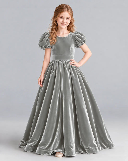 Silver Ball Gown Girls Formal Dress Front