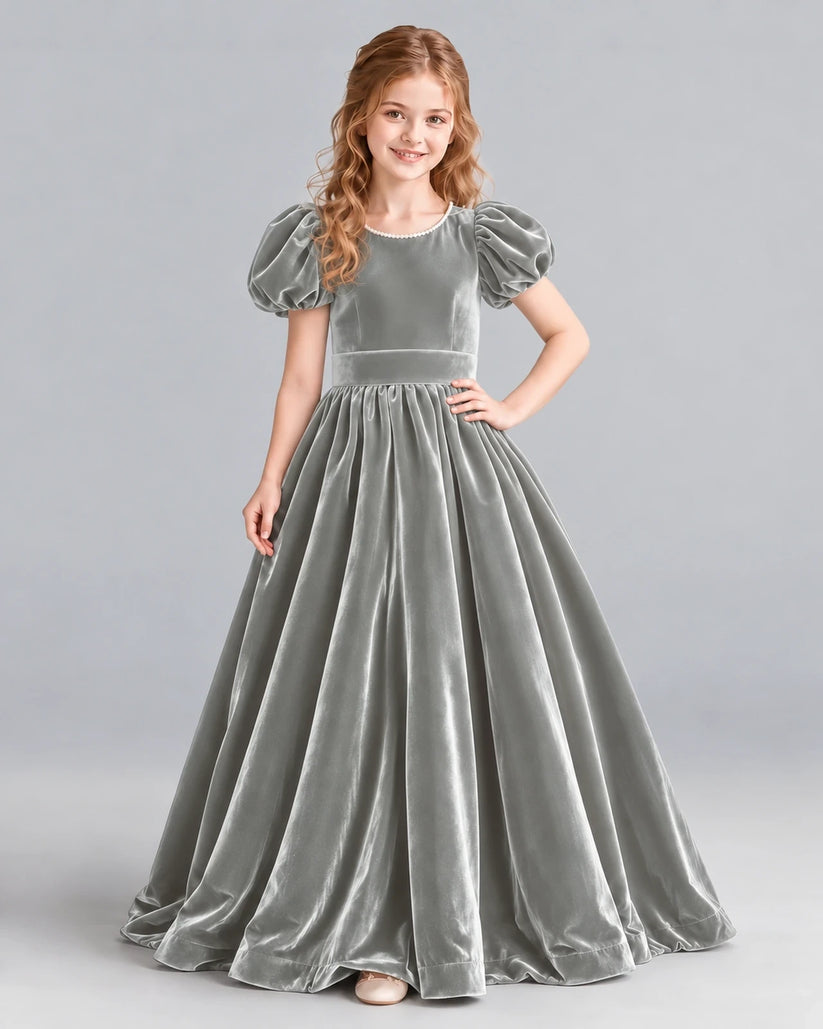 Silver Ball Gown Girls Formal Dress Front