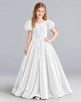 White Ball Gown Girls Formal Dress Front