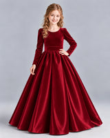 Burgundy Ball Gown Junior Bridesmaid Dress Front