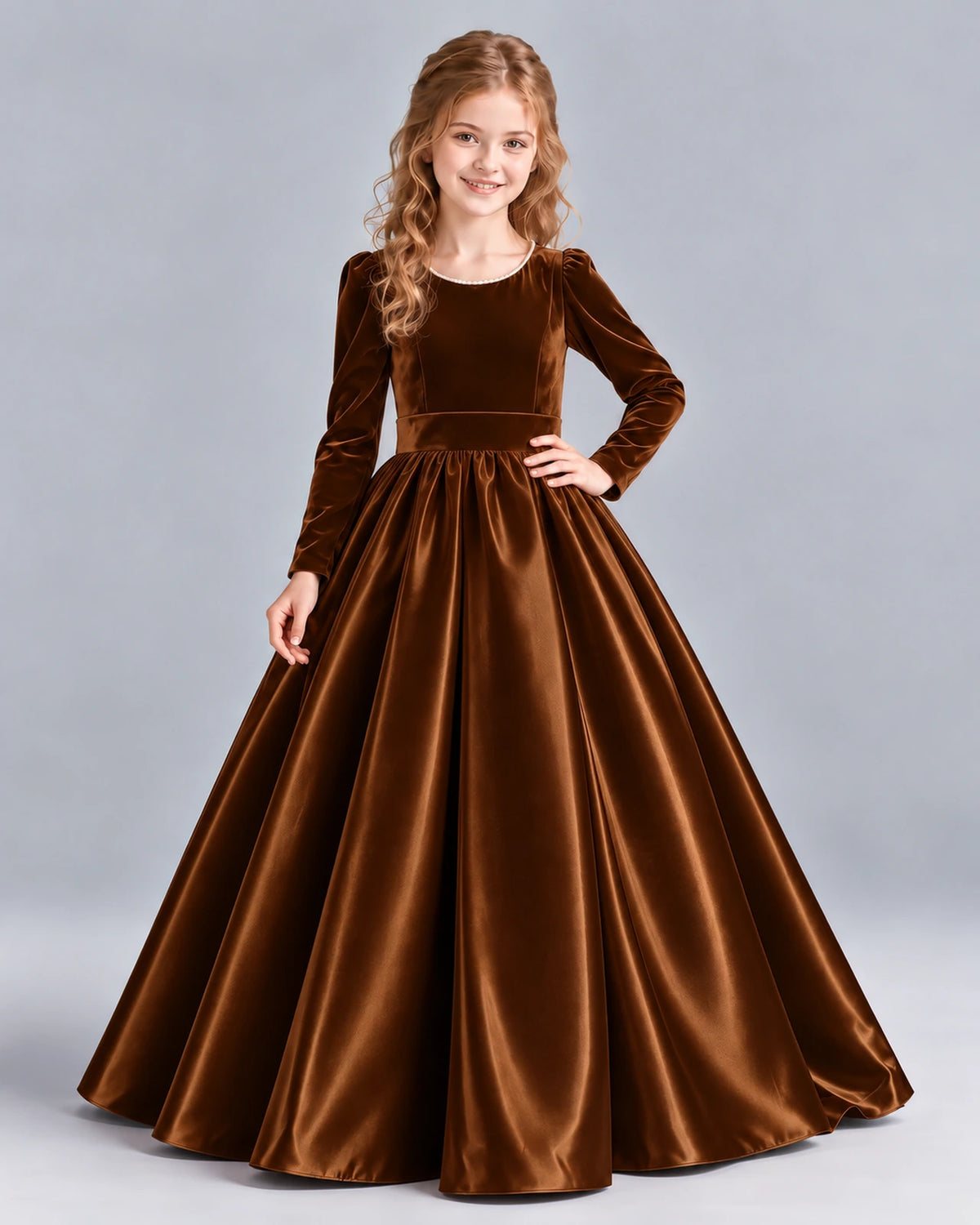 Chocolate Ball Gown Junior Bridesmaid Dress Front
