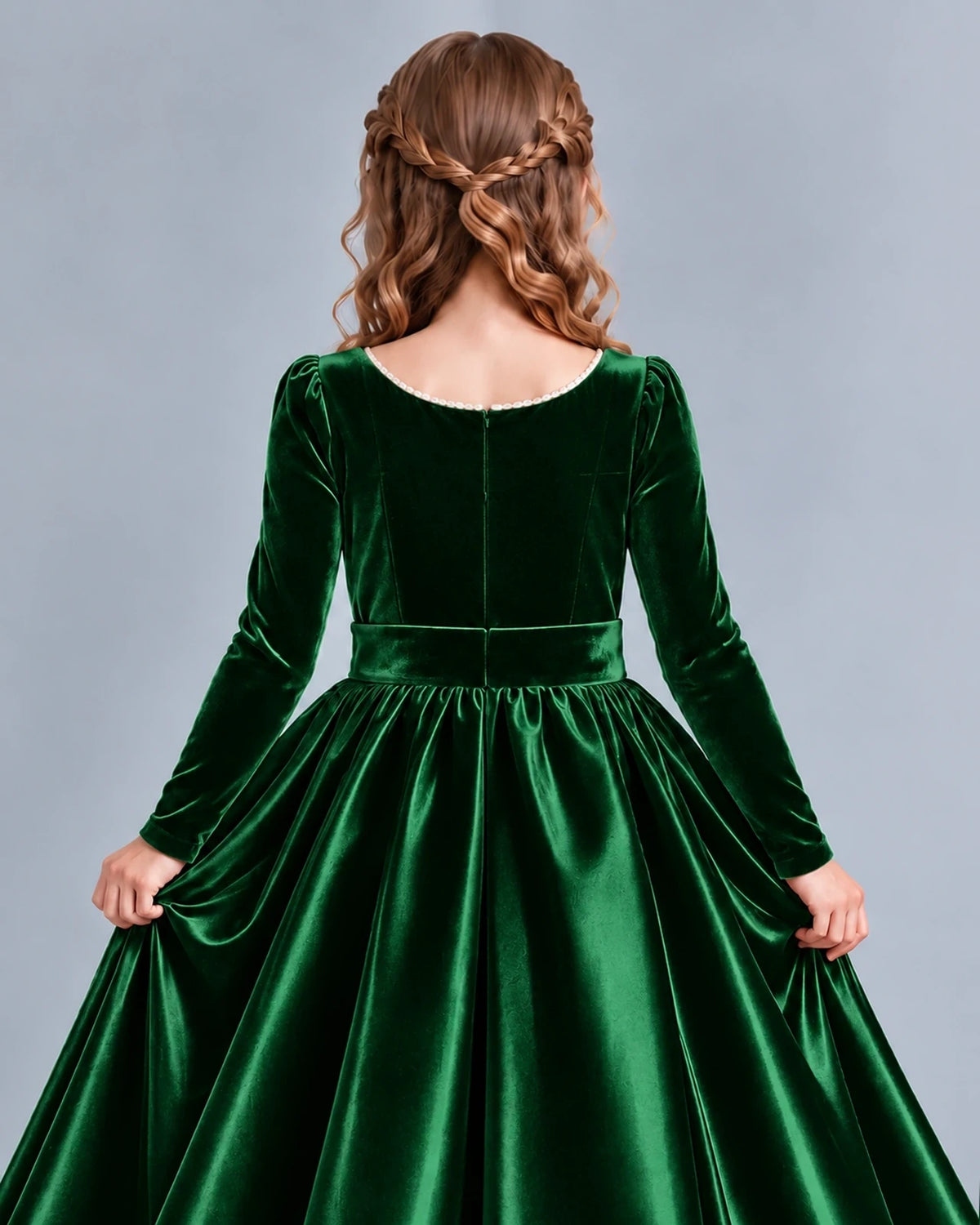 Dark Green Ball Gown Junior Bridesmaid Dress Back_Detail [Shared]