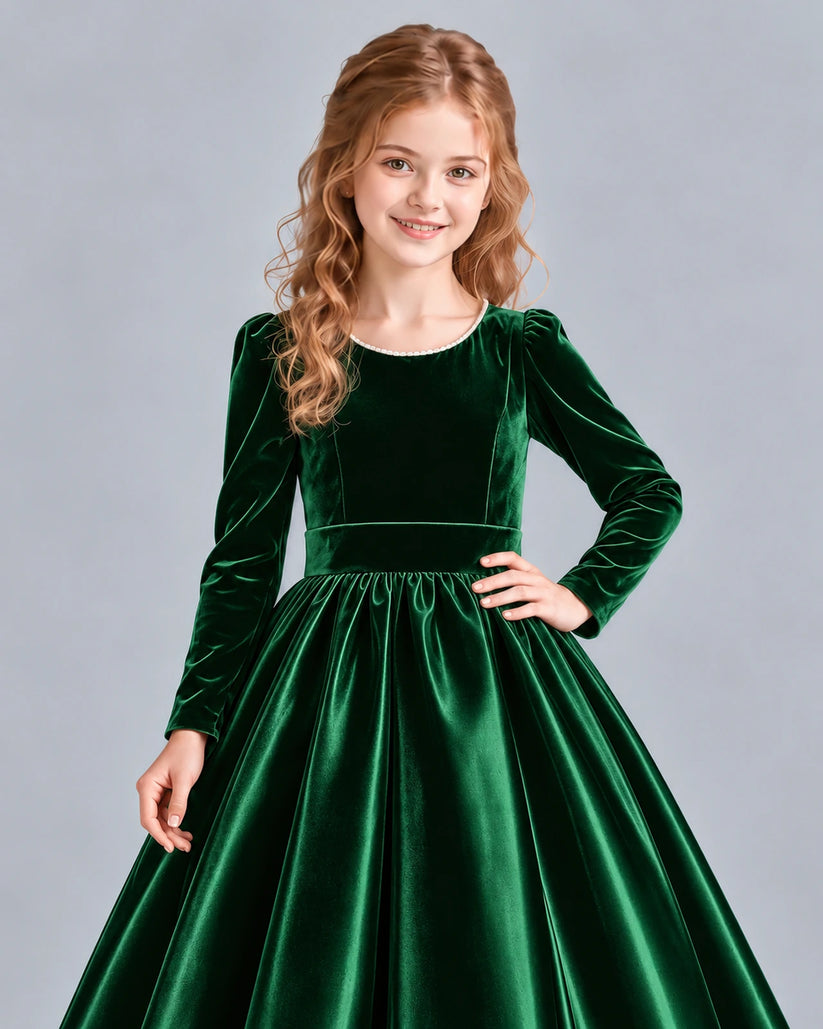 Dark Green Ball Gown Junior Bridesmaid Dress Detail [Shared]