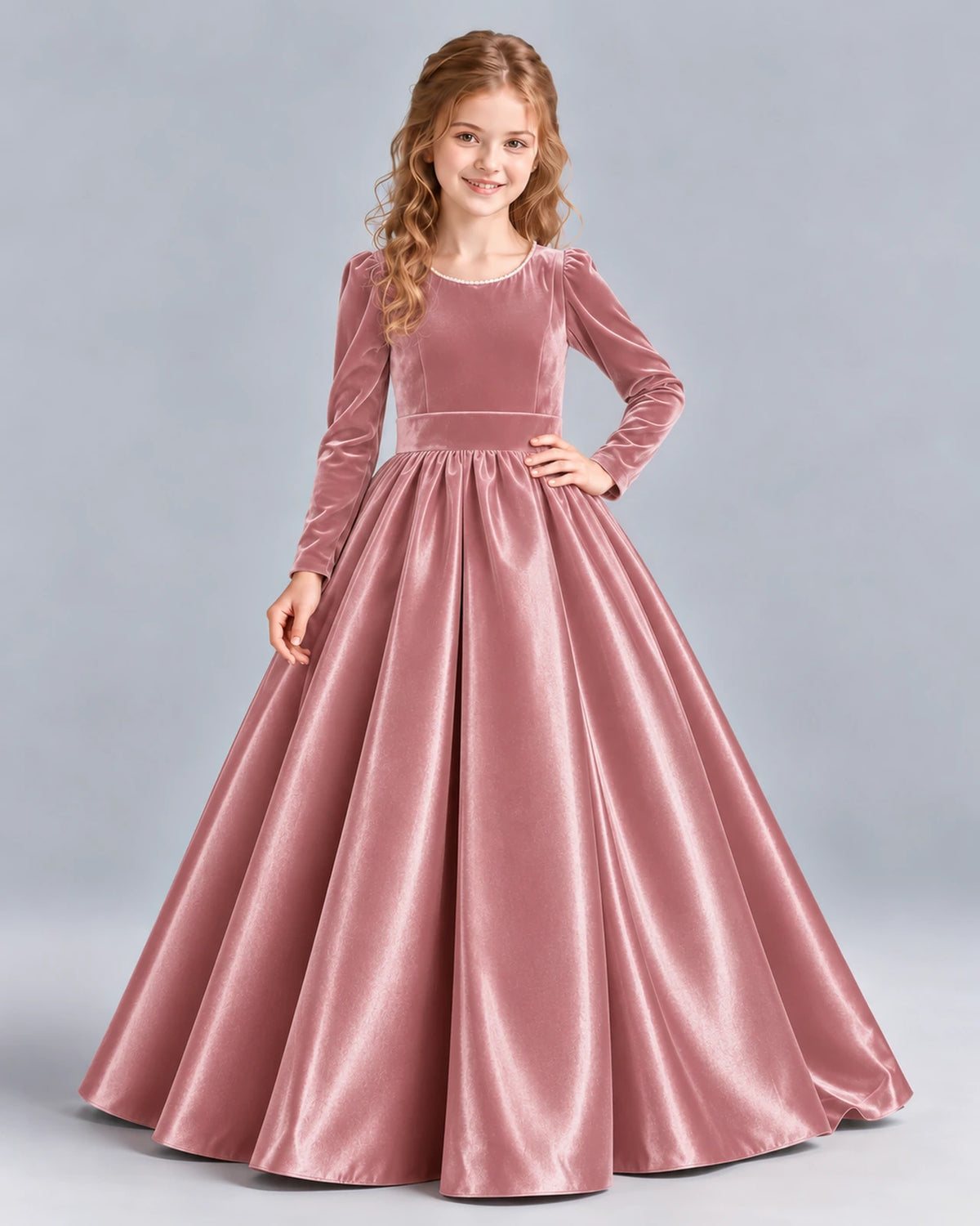 Dusty Rose Ball Gown Junior Bridesmaid Dress Front
