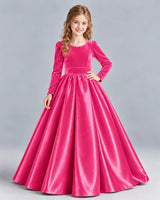 Hot Pink Ball Gown Junior Bridesmaid Dress Front