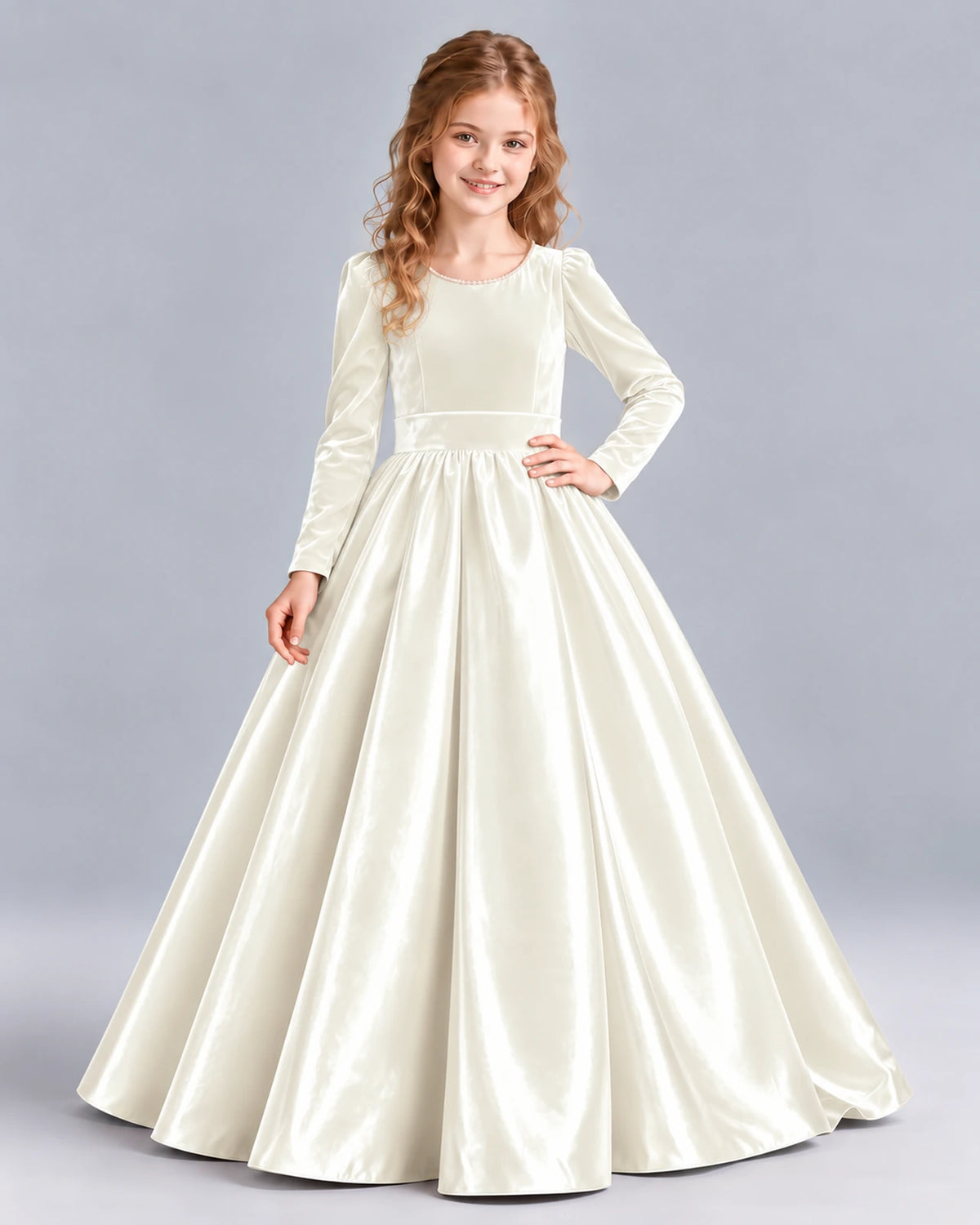 Ivory Ball Gown Junior Bridesmaid Dress Front
