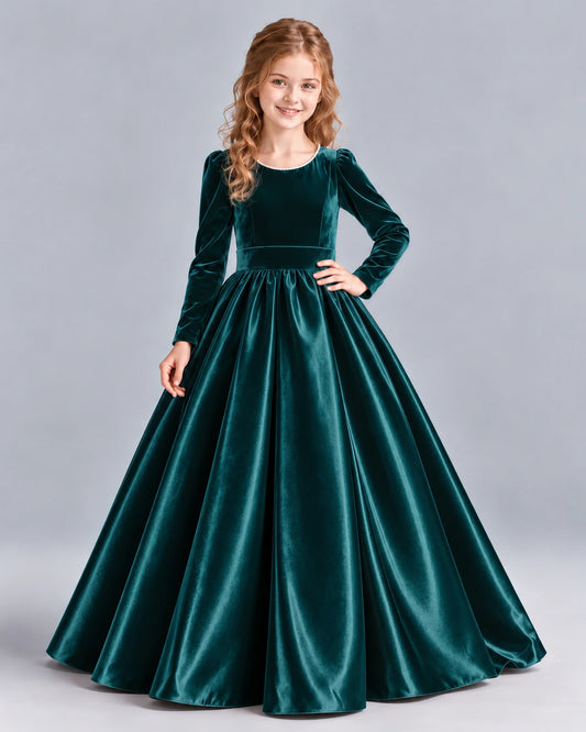 Peacock Ball Gown Junior Bridesmaid Dress Front