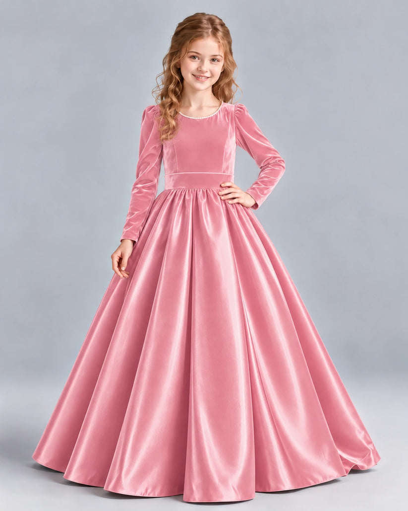 Pink Ball Gown Junior Bridesmaid Dress Front