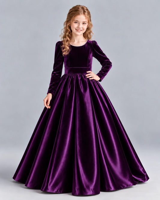 Purple Ball Gown Junior Bridesmaid Dress Front