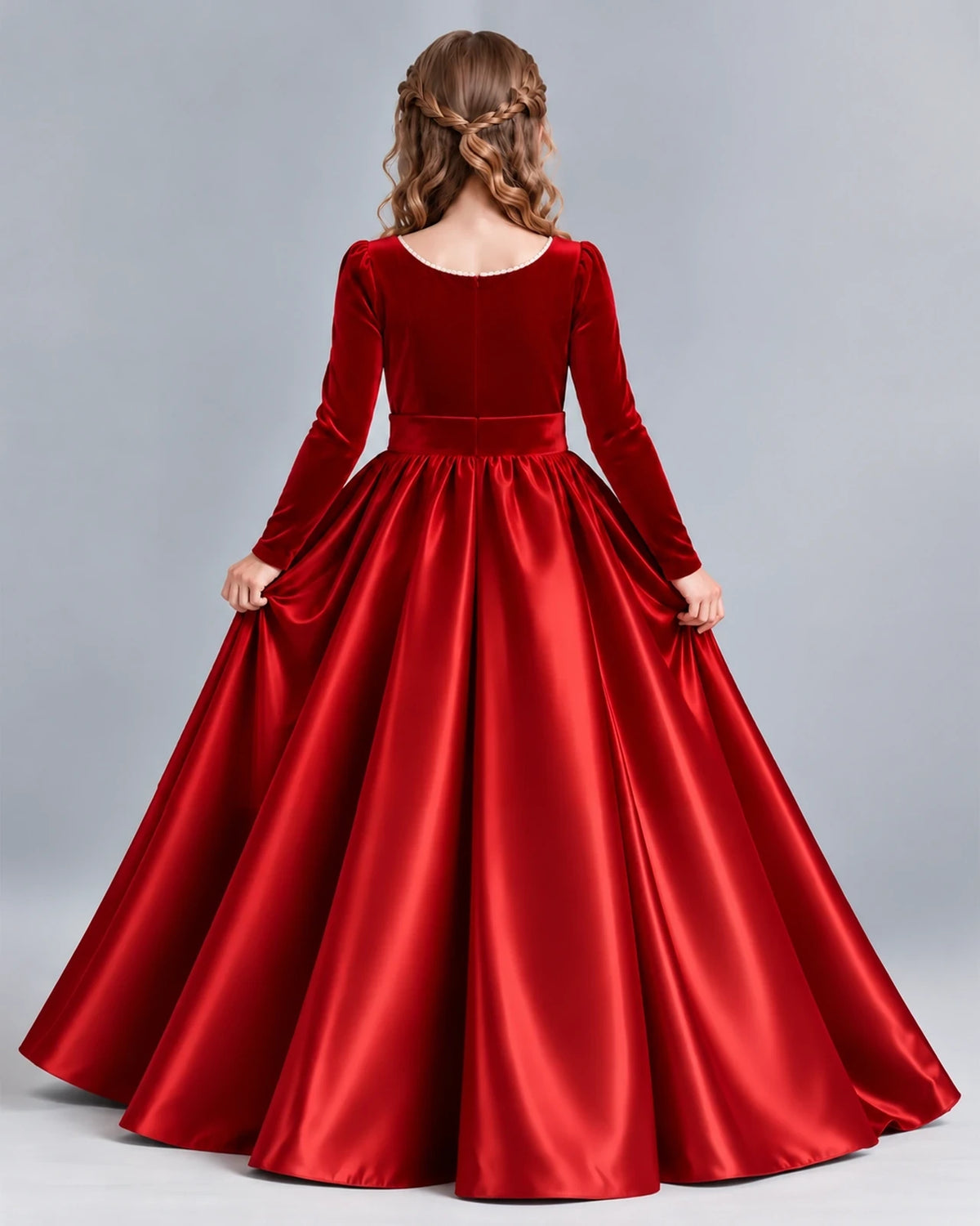 Red Ball Gown Junior Bridesmaid Dress Back [Shared]