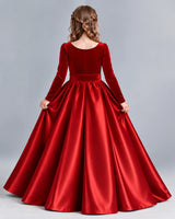 Red Ball Gown Junior Bridesmaid Dress Back [Shared]
