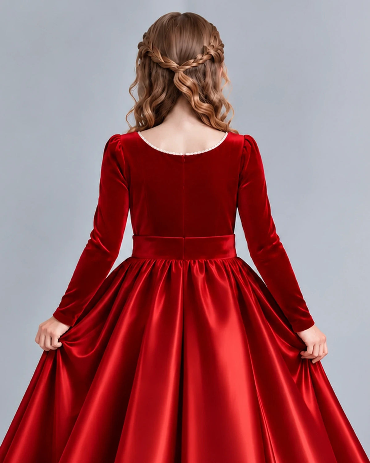 Red Ball Gown Junior Bridesmaid Dress Back_Detail [Shared]