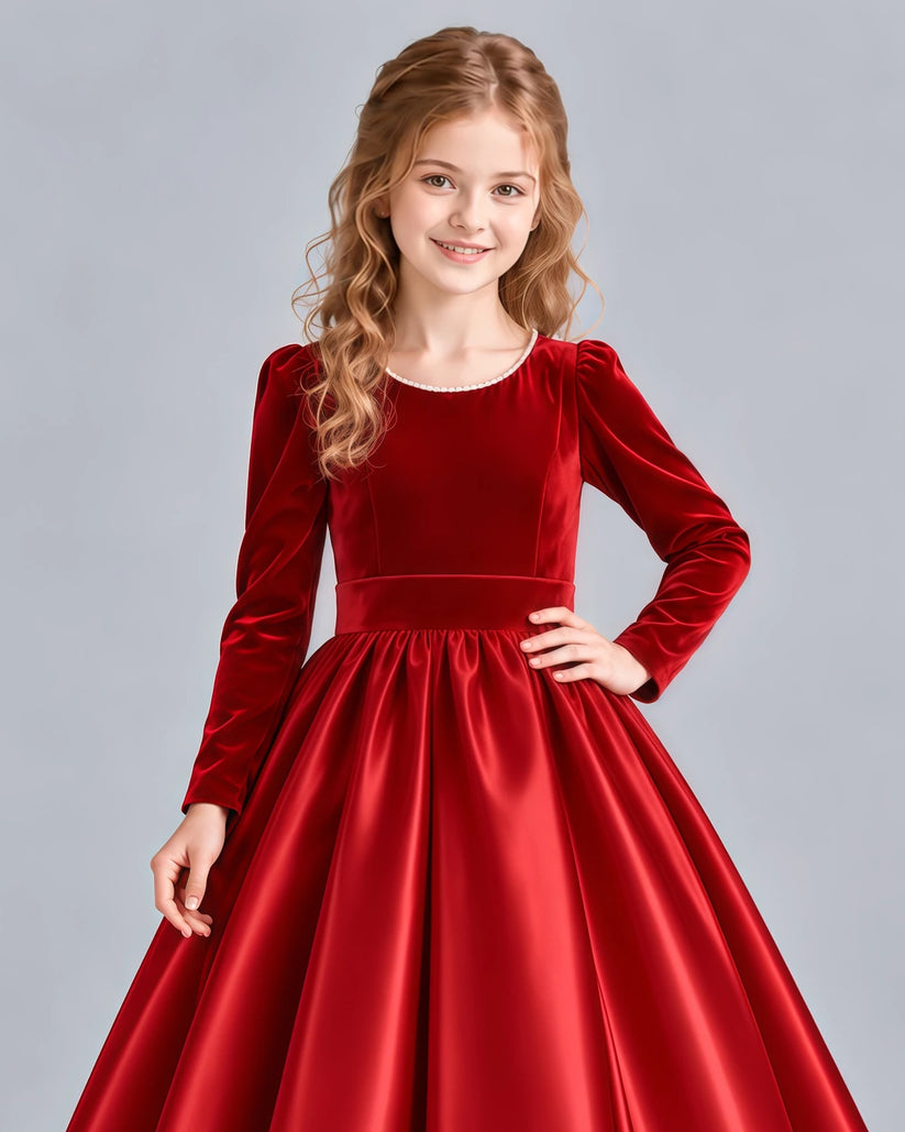 Red Ball Gown Junior Bridesmaid Dress Detail [Shared]