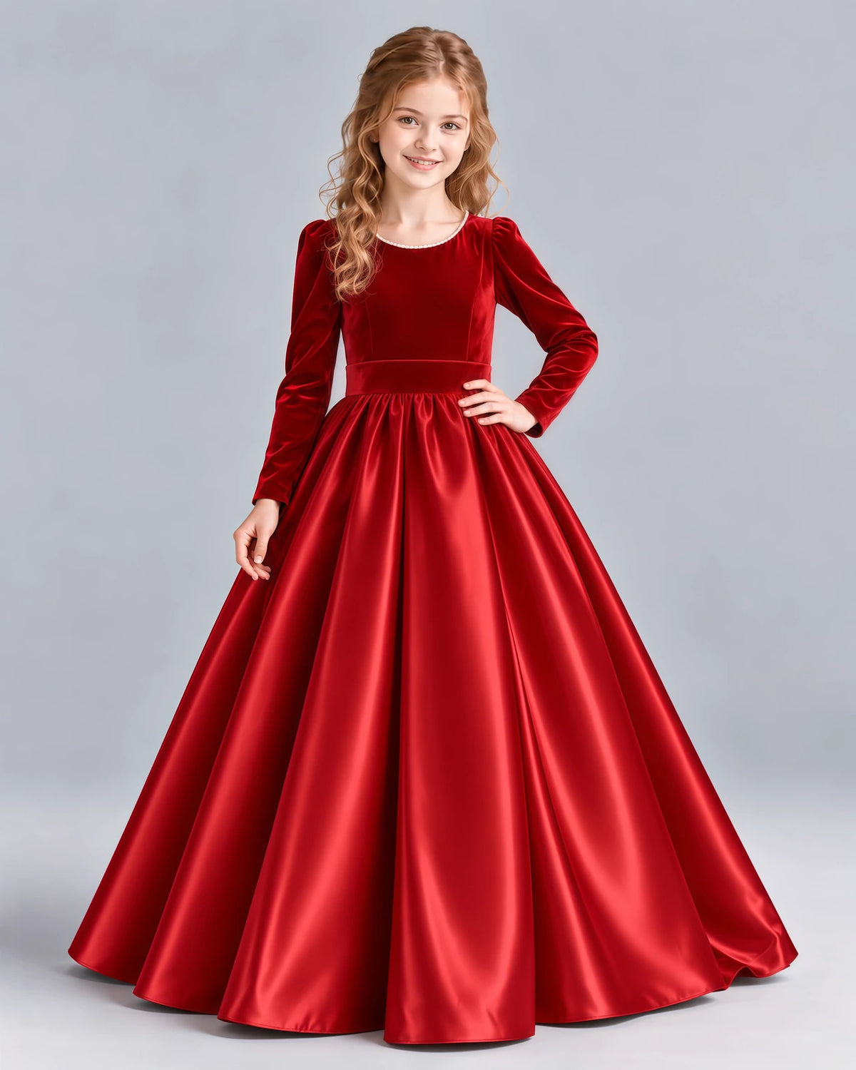 Red Ball Gown Junior Bridesmaid Dress Front
