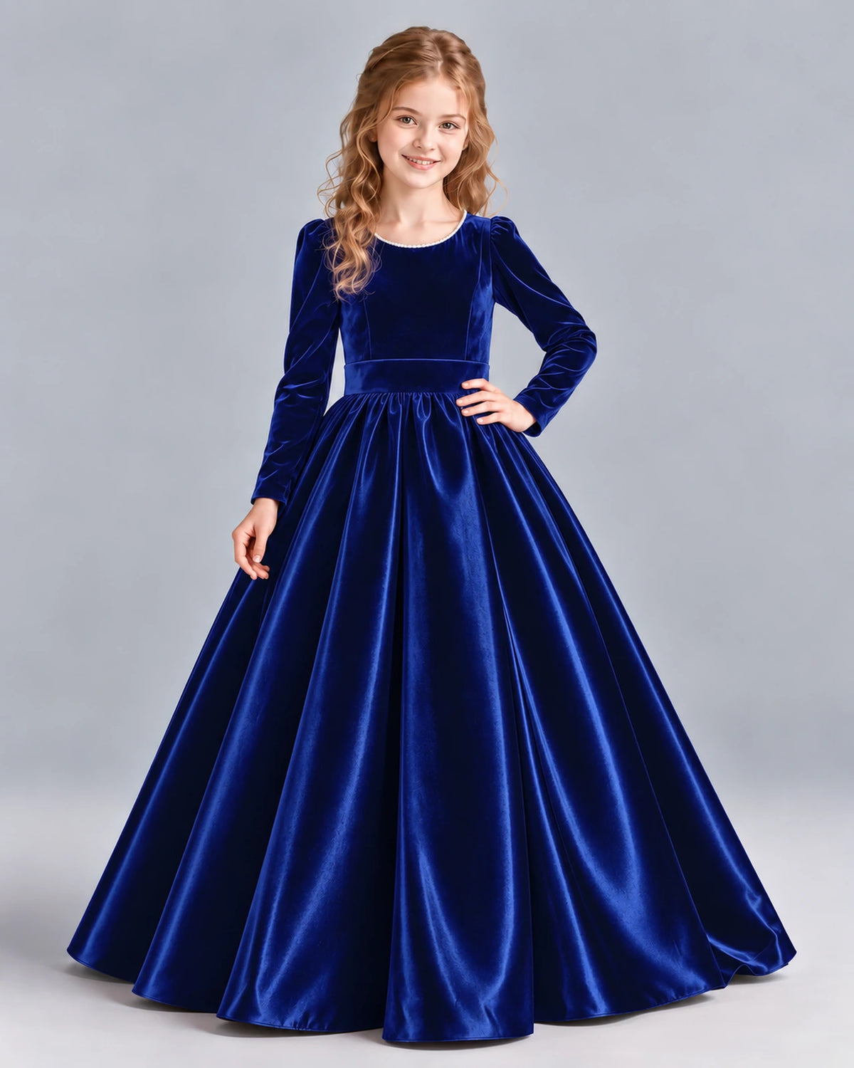 Royal Blue Ball Gown Junior Bridesmaid Dress Front
