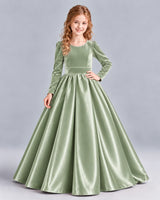 Sage Green Ball Gown Junior Bridesmaid Dress Front