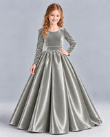Silver Ball Gown Junior Bridesmaid Dress Front