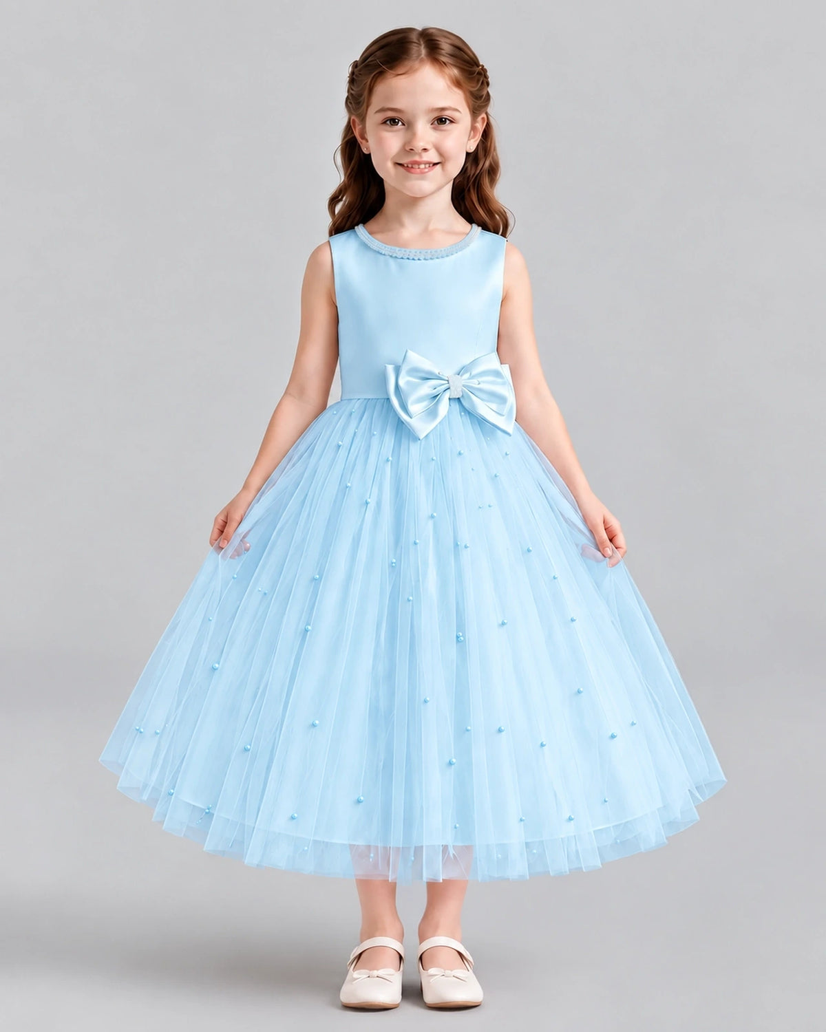 Baby Blue A-line Flower Girl Dresses Front