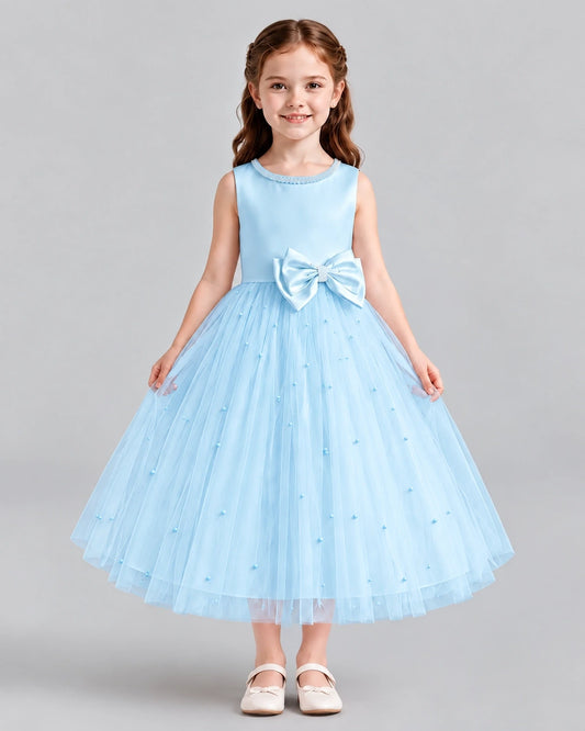 Baby Blue A-line Flower Girl Dresses Front