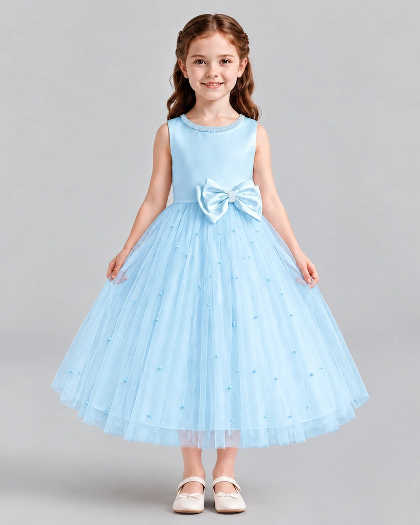 Baby Blue A-line Flower Girl Dresses Front