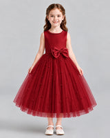 Burgundy A-line Flower Girl Dresses Front
