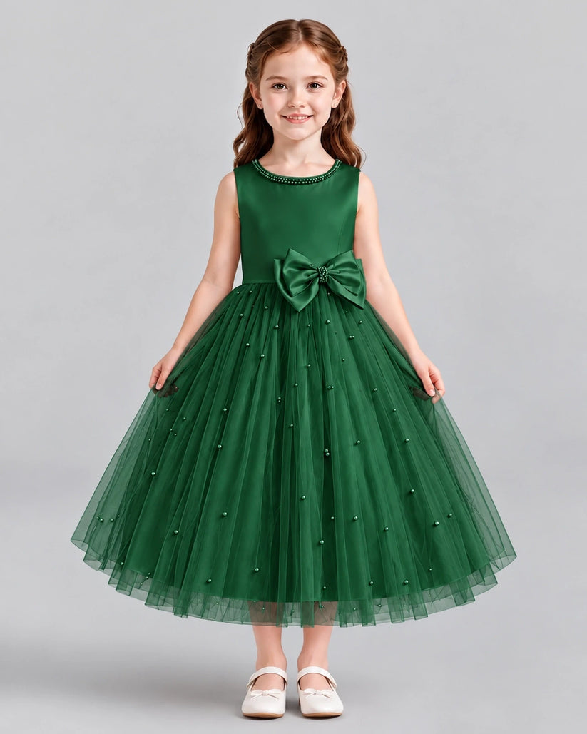 Dark Green A-line Flower Girl Dresses Front