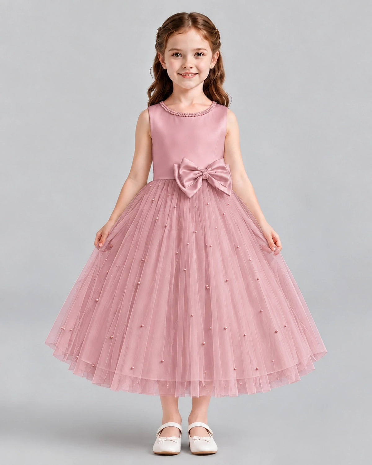 Blush Pink A-line Flower Girl Dresses Front