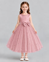 Blush Pink A-line Flower Girl Dresses Front