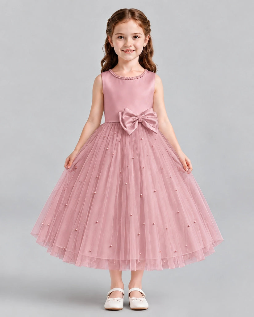 Blush Pink A-line Flower Girl Dresses Front