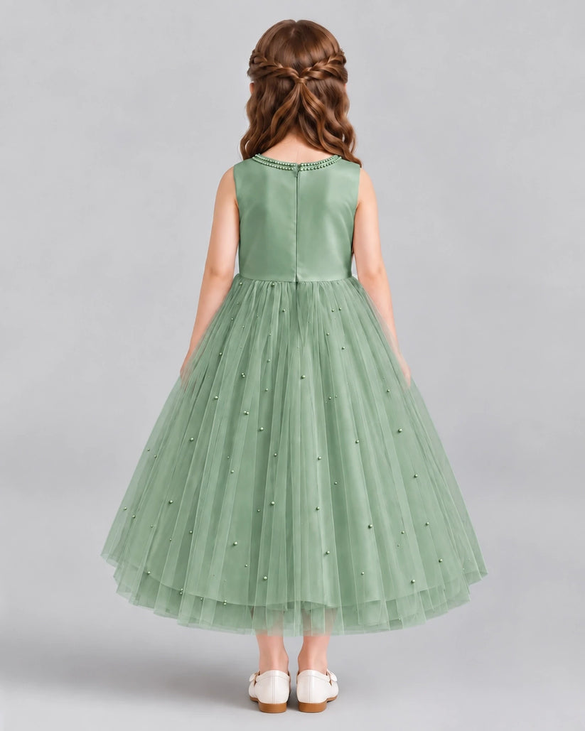 Eucalyptus A-line Flower Girl Dresses Back