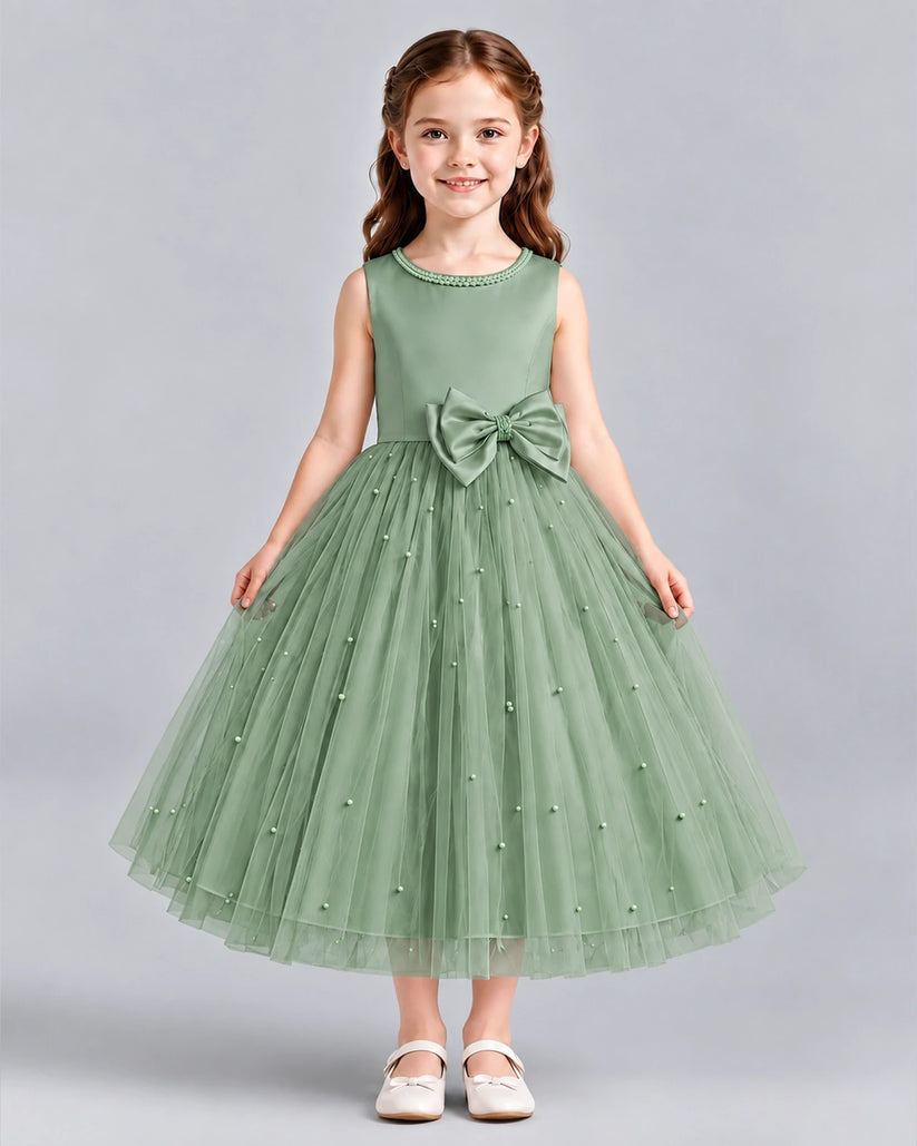 Eucalyptus A-line Flower Girl Dresses Front
