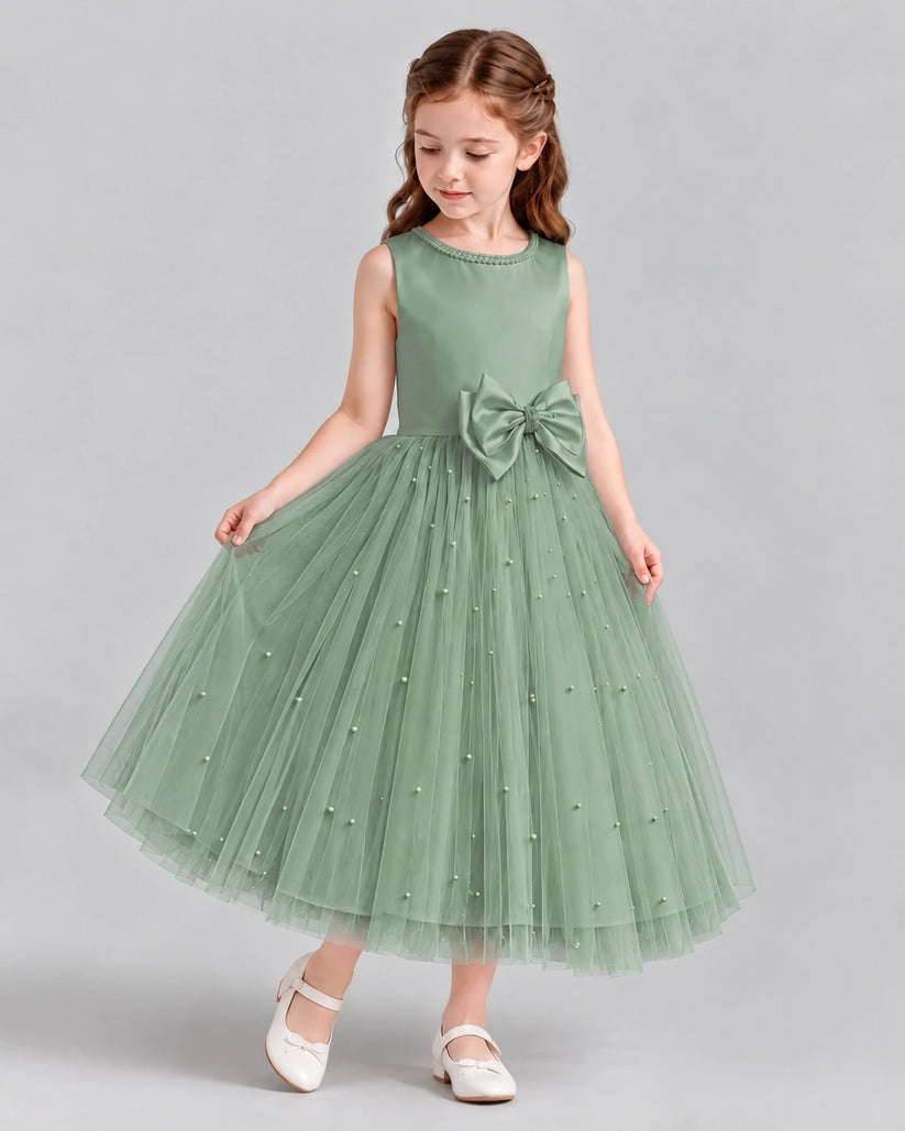 Eucalyptus A-line Flower Girl Dresses Side
