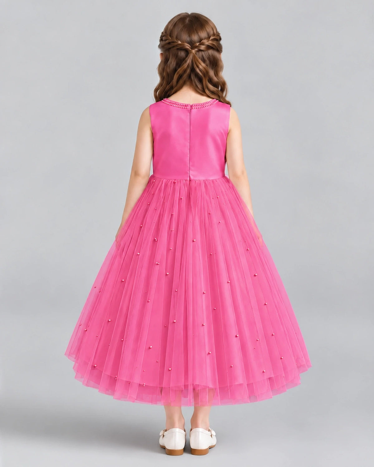 Hot Pink A-line Flower Girl Dresses Back