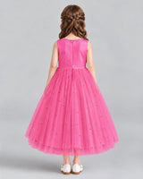 Hot Pink A-line Flower Girl Dresses Back