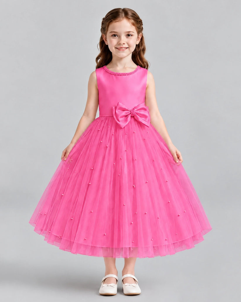 Hot Pink A-line Flower Girl Dresses Front