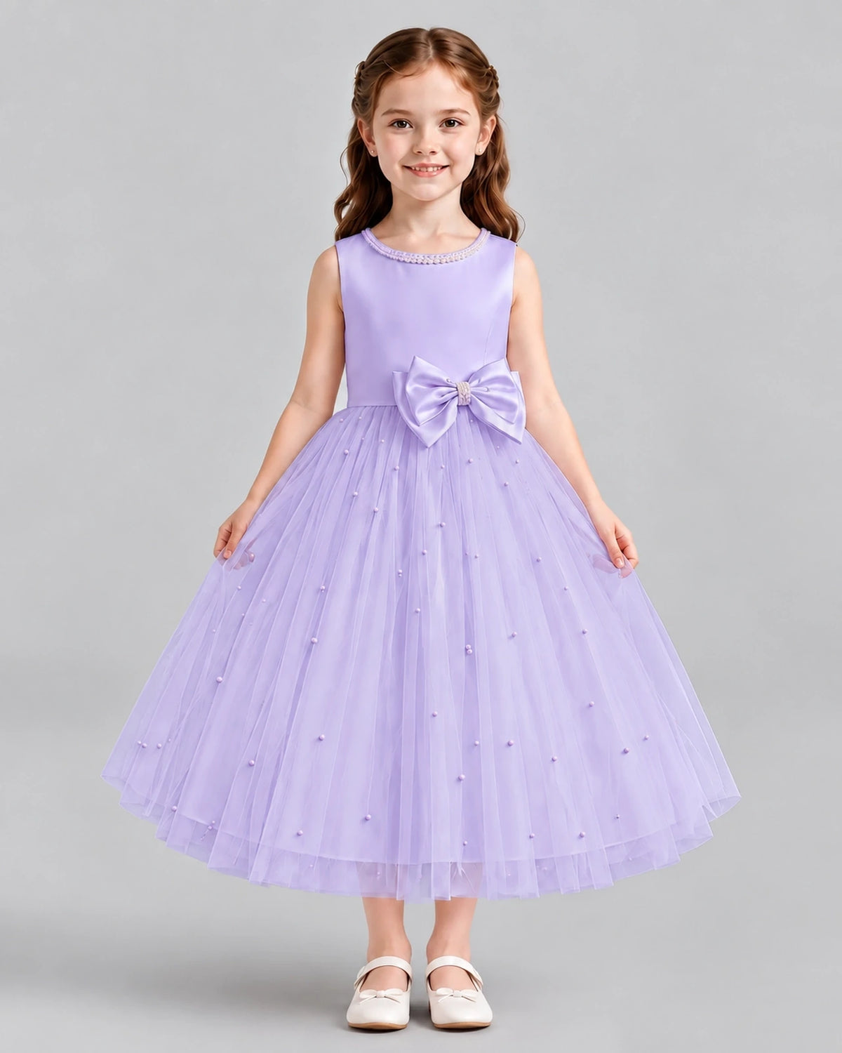 Lavender A-line Flower Girl Dresses Front