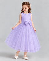 Lavender A-line Flower Girl Dresses Side