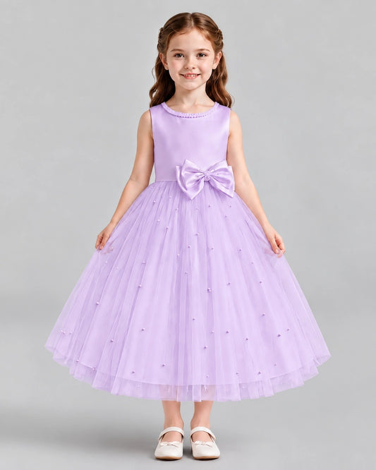 Lilac A-line Flower Girl Dresses Front