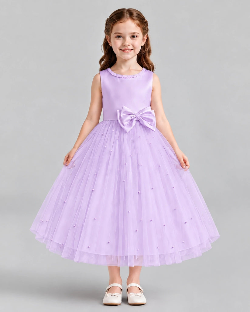 Lilac A-line Flower Girl Dresses Front
